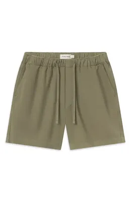 FRAME FRAME Cotton Canvas Drawstring Shorts in Military Khaki — Men Autumn khaki Shorts