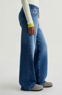 AG AG Adria Drawstring Low Rise Wide Leg Jeans in Copenhagen — Women Winter navy Pants