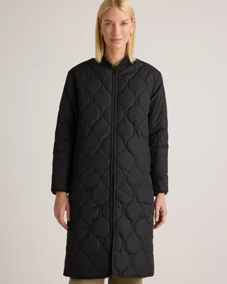 Quince Quince | Women's Featherless Quilted Puffer Long Coat in Black — Women Winter black Down Jackets