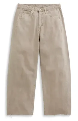 AG AG Hattie Raw Hem High Waist Crop Barrel Jeans in Sulfur Light Taupe — Women Autumn beige Pants