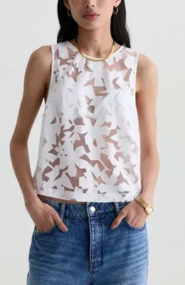 AG AG Emilee Sheer Sleeveless Top in First Bloom — Women Spring white Tank Tops & Camis