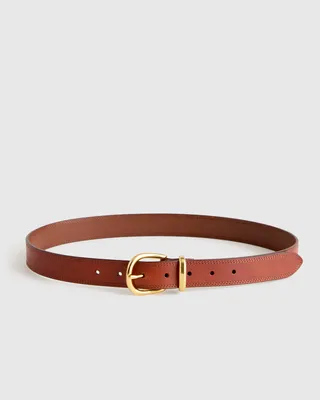 Quince Quince | Women's Allegra European Leather Belt in Saddle — Women Autumn brown Belts