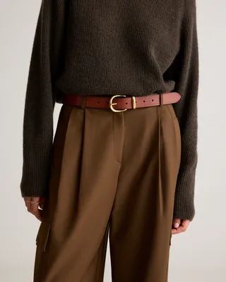 Quince Quince | Women's Allegra European Leather Belt in Saddle — Women Autumn brown Belts
