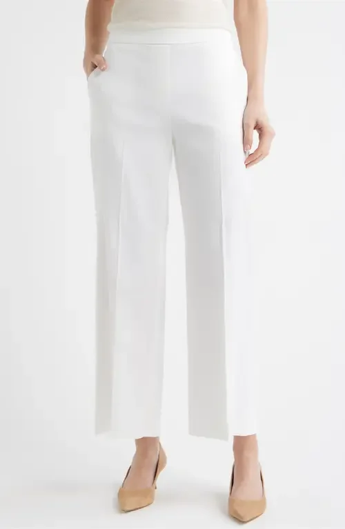 Theory Theory St. Classic Mid Rise Wide Leg Pants in White — Women Winter white Pants