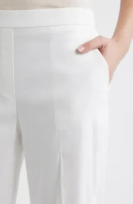 Theory Theory St. Classic Mid Rise Wide Leg Pants in White — Women Winter white Pants