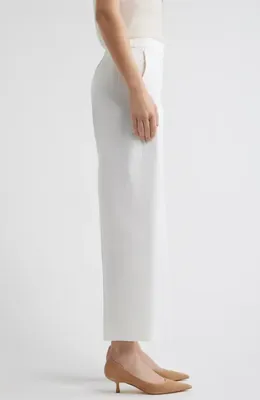 Theory Theory St. Classic Mid Rise Wide Leg Pants in White — Women Winter white Pants