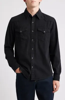 AG AG Huston Classic Fit Western Snap-Up Shirt in Chapman — Men Winter black Tops
