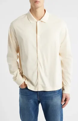 FRAME FRAME Cotton Piqué Button-Up Shirt in Cream — Men Spring ivory Tops