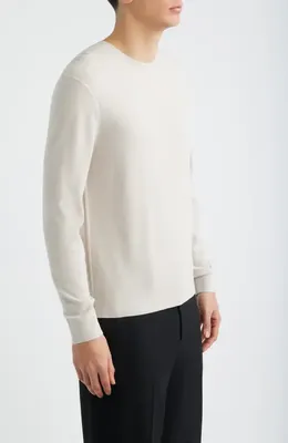 Theory Theory Riland Crewneck Sweater in Silver Cloud — Men Spring white Tops