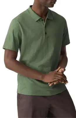 Theory Theory Bron in Cosmos Slub Cotton Polo Shirt in Orchard — Men Autumn green Polos