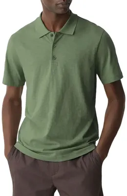 Theory Theory Bron in Cosmos Slub Cotton Polo Shirt in Orchard — Men Autumn green Polos