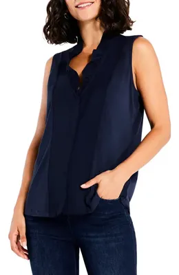 NIC+ZOE NIC+ZOE Ruffled Around Sleeveless Top in Dark Indigo — Women Winter navy Tops