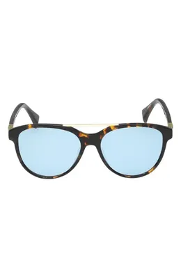 rag & bone rag & bone 54mm Pilot Sunglasses in Milky Amber Tort/Green Lenses at Nordstrom in Milky Classic Tort/Blue — Unisex Winter Sunglasses