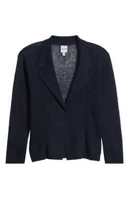 NIC+ZOE NIC+ZOE Featherknit Linen Blend Cardigan in Dark Indigo — Women Winter navy Tops