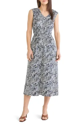 NIC+ZOE NIC+ZOE Dierdre Inked Lines Midi Dress in Indigo Multi — Women Winter white Dresses