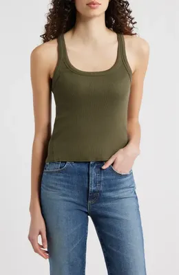 rag & bone rag & bone The Essential Rib Tank in Dark Olive — Women Autumn green Tops