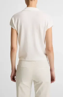 Vince Vince Cashmere & Silk Button-Up Sweater in Off White — Women Spring white Tops