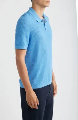 Theory Theory Tactile Cotton Polo in Crisp Blue - 2Qk — Men Summer teal Polos