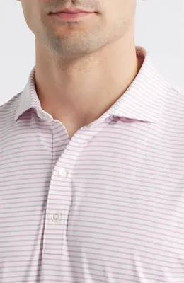 johnnie-O johnnie-O Michael Stripe Performance Golf Polo in White/Azalea — Men Spring pink Tops