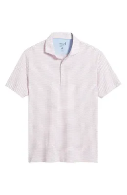 johnnie-O johnnie-O Michael Stripe Performance Golf Polo in White/Azalea — Men Spring pink Tops