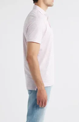 johnnie-O johnnie-O Michael Stripe Performance Golf Polo in White/Azalea — Men Spring pink Tops