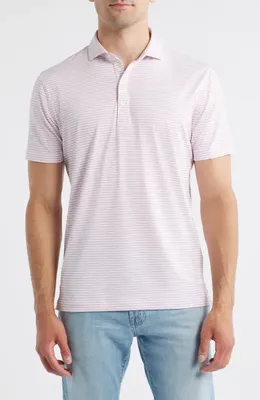 johnnie-O johnnie-O Michael Stripe Performance Golf Polo in White/Azalea — Men Spring pink Tops