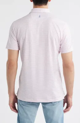 johnnie-O johnnie-O Michael Stripe Performance Golf Polo in White/Azalea — Men Spring pink Tops
