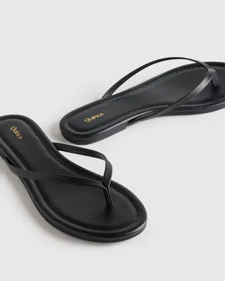 Quince Quince | Women's Italian Leather Flip Flops in Black — Women Winter black Accessories