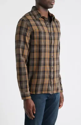 AG AG Mason Plaid Flannel Button-Up Shirt in Yellow Multi — Men Autumn orange Tops
