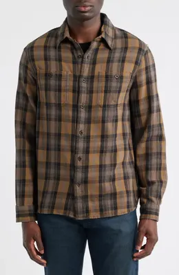 AG AG Mason Plaid Flannel Button-Up Shirt in Yellow Multi — Men Autumn orange Tops