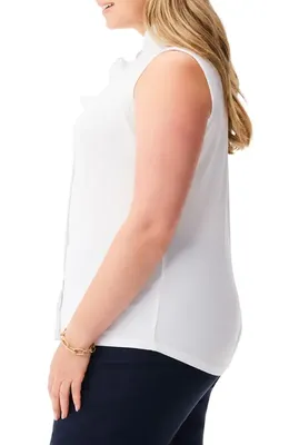 NIC+ZOE NIC+ZOE Ruffle Around Mixed Media Sleeveless Top in Paper White — Women Winter white Tops