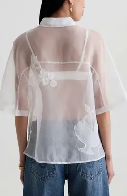 AG AG Emma Patch Sheer Silk Shirt in Tipsy Sun — Women Spring ivory Blouses