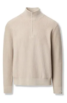 rag & bone rag & bone Caden Washed Cotton Blend Quarter Zip Sweater in Taupe — Men Autumn beige Sweaters & Knits