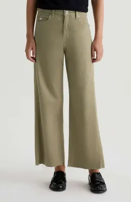 AG AG Saige Raw Hem Paneled Ankle Wide Leg Jeans in Dusty Sage — Women Autumn grey Pants