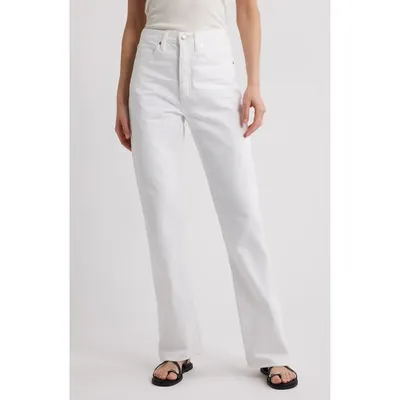 FRAME FRAME The Vertical High Waist Relaxed Straight Leg Jeans in White — Women Winter white Pants