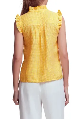Boden Boden Sleeveless Linen Top in Sunshine Yellow Chambray — Women Spring yellow Tops