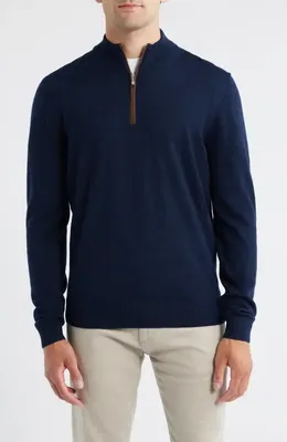 johnnie-O johnnie-O Raynor Merino Wool Quarter Zip Sweater in Navy — Men Winter navy Tops