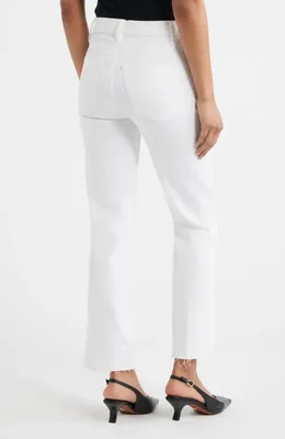 FRAME FRAME Le Sleek Raw Hem High Waist Straight Leg Jeans in White Raw After — Women Winter white Pants
