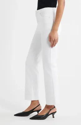FRAME FRAME Le Sleek Raw Hem High Waist Straight Leg Jeans in White Raw After — Women Winter white Pants