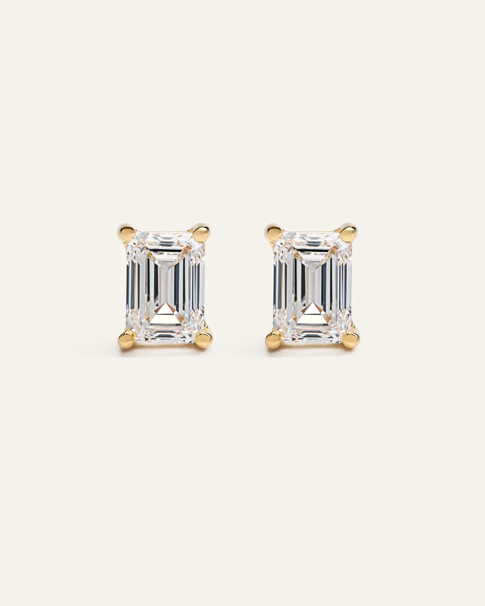 Quince Quince Women's 14K Gold Lab Grown Diamond Statement Emerald Studs 6ctw in Yellow Gold — Women Spring gold Accessories