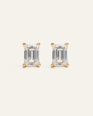 Quince Quince Women's 14K Gold Lab Grown Diamond Statement Emerald Studs 6ctw in Yellow Gold — Women Spring gold Accessories