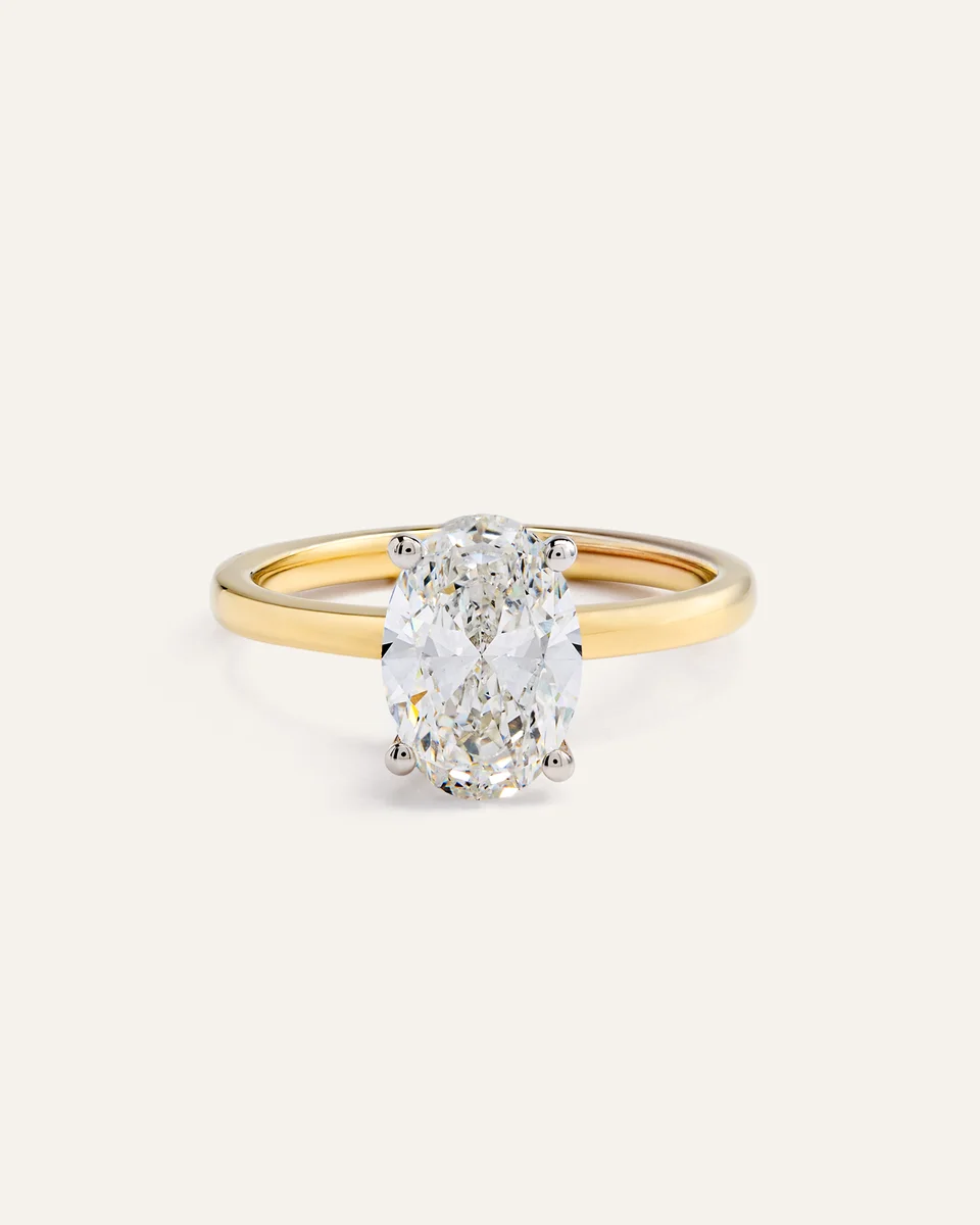 Quince Quince Women's Lab Grown Diamond Oval Comfort Fit Engagement Ring 2ct in Yellow Gold — Women Spring white Accessories