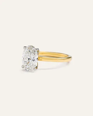 Quince Quince Women's Lab Grown Diamond Oval Comfort Fit Engagement Ring 2ct in Yellow Gold — Women Spring white Accessories