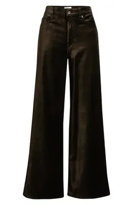 FRAME FRAME Le Slim Palazzo Velveteen Pants in Dark Clove Velvet — Women Autumn chocolate Trousers & Chinos