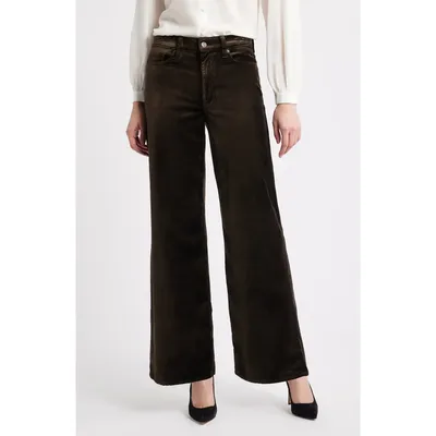 FRAME FRAME Le Slim Palazzo Velveteen Pants in Dark Clove Velvet — Women Autumn chocolate Trousers & Chinos