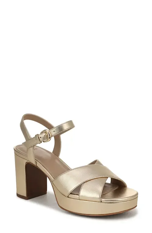 Vince Vince Ericka Ankle Strap Platform Sandal in Champagne Leather — Women Spring beige Shoes