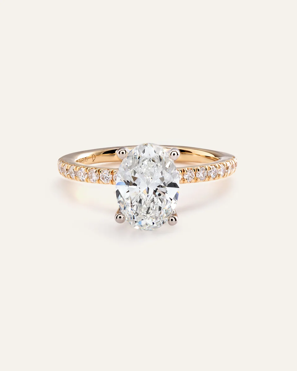 Quince Quince | Women's Lab Grown Diamond Oval Petite Pave Engagement Ring 2.5ct in Yellow Gold — Women Spring gold Accessories