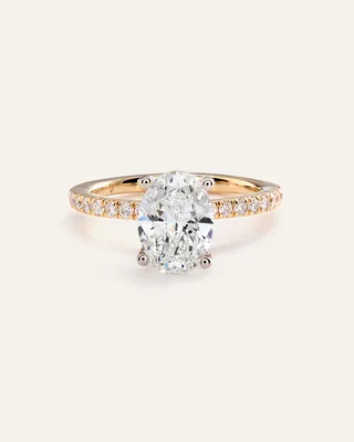 Quince Quince | Women's Lab Grown Diamond Oval Petite Pave Engagement Ring 2.5ct in Yellow Gold — Women Spring gold Accessories