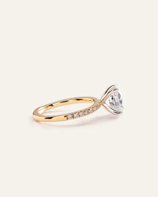 Quince Quince | Women's Lab Grown Diamond Oval Petite Pave Engagement Ring 2.5ct in Yellow Gold — Women Spring gold Accessories