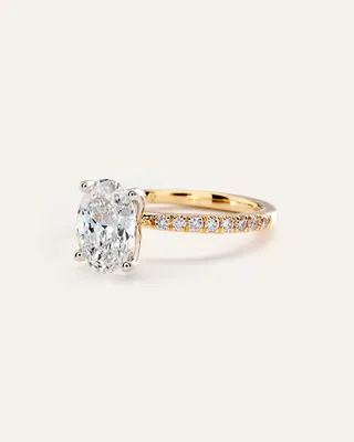 Quince Quince | Women's Lab Grown Diamond Oval Petite Pave Engagement Ring 2.5ct in Yellow Gold — Women Spring gold Accessories